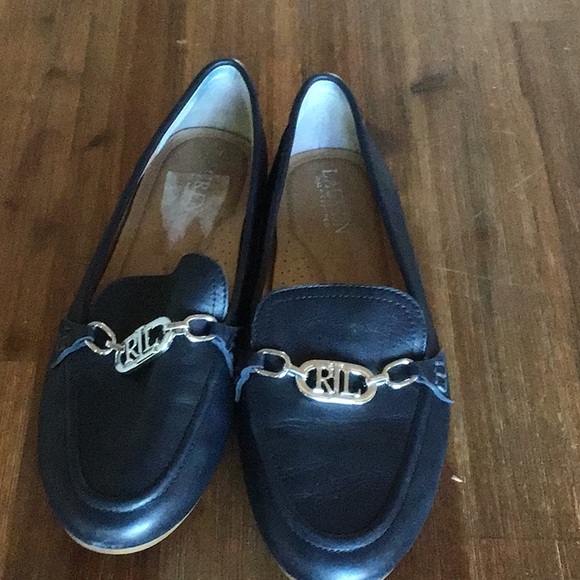 Ralph Lauren navy leather loafer size 7 - Picture 1 of 6